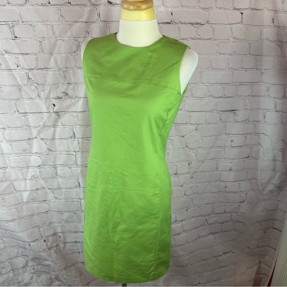 lauren ralph lauren lime green cotton blend sleeveless shift dress sz 4